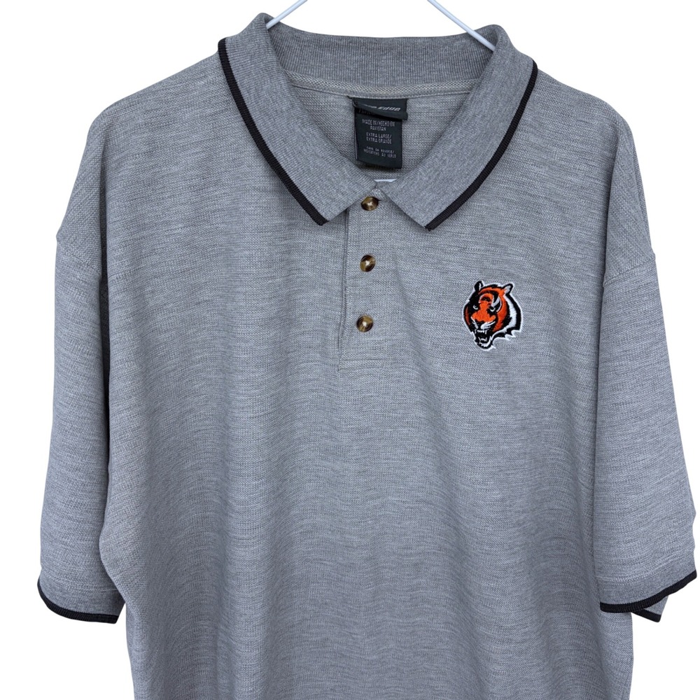 Pro Edge Cincinnati Bengals‎ Polo Shirt XL Men's Gray Embroidered NFL Ringer